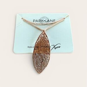 Park Lane Rose Gold and Silver Leaf Necklace